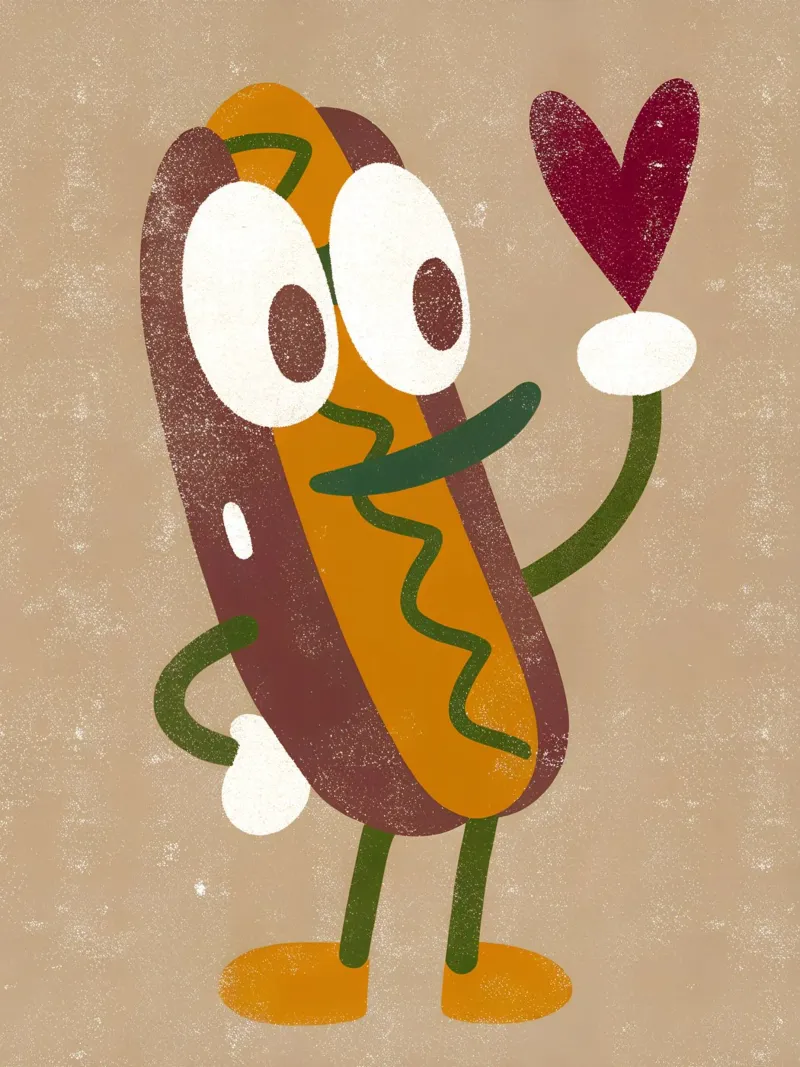 Retro Pop Hot Dog Charakter Hahnemühle von THE LATEST SHOP