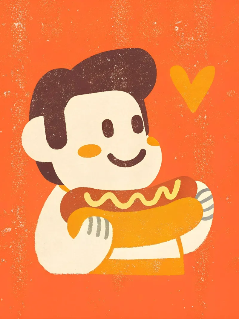 Retro Pop Hot Dog Charakter Hahnemühle von THE LATEST SHOP