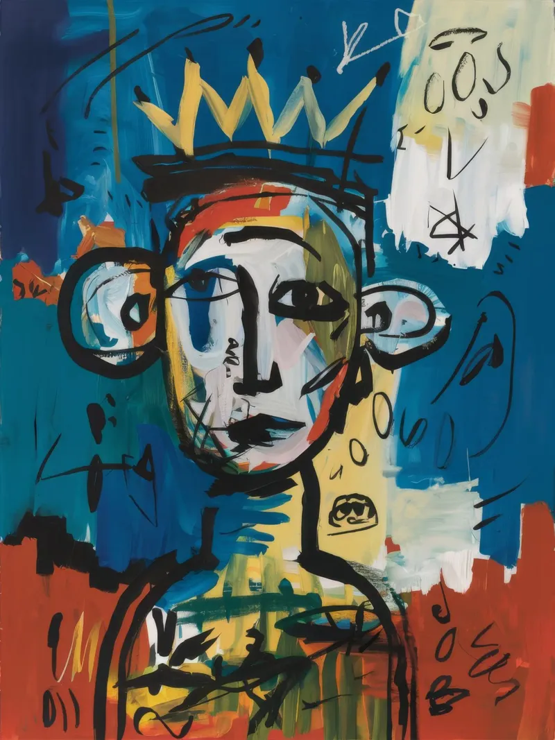 Gekroond abstract portret canvas met Baklijst van Muse Fragments