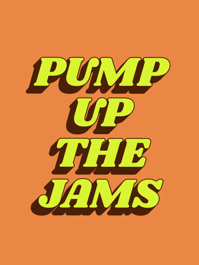 Pump Up the Jams Retro Typography Print in Orange and Yellow canvas by THE MOTIVATED TYPE