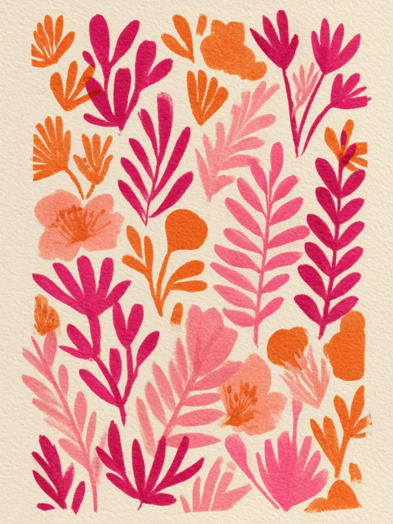 Botanical Abstract Pink and Orange alluminio dibond da Gypsy Galleria