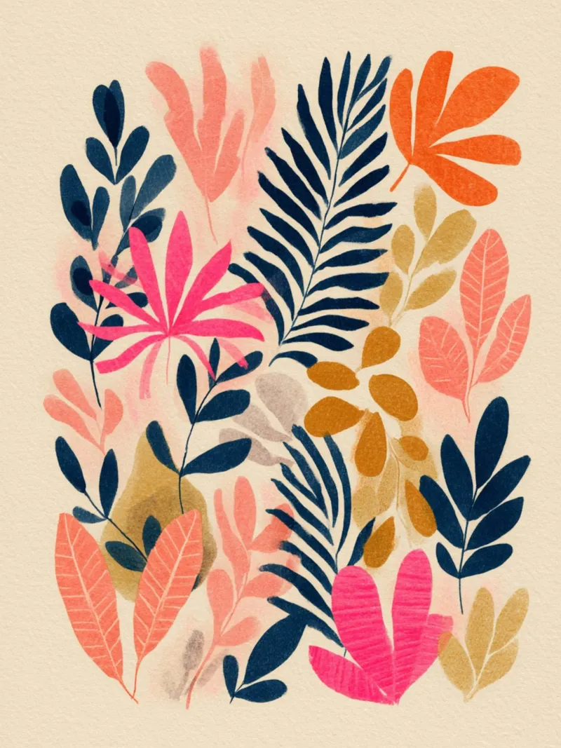 Botanical Abstract in Pink, Orange and Blue pellicola backlit da Gypsy Galleria