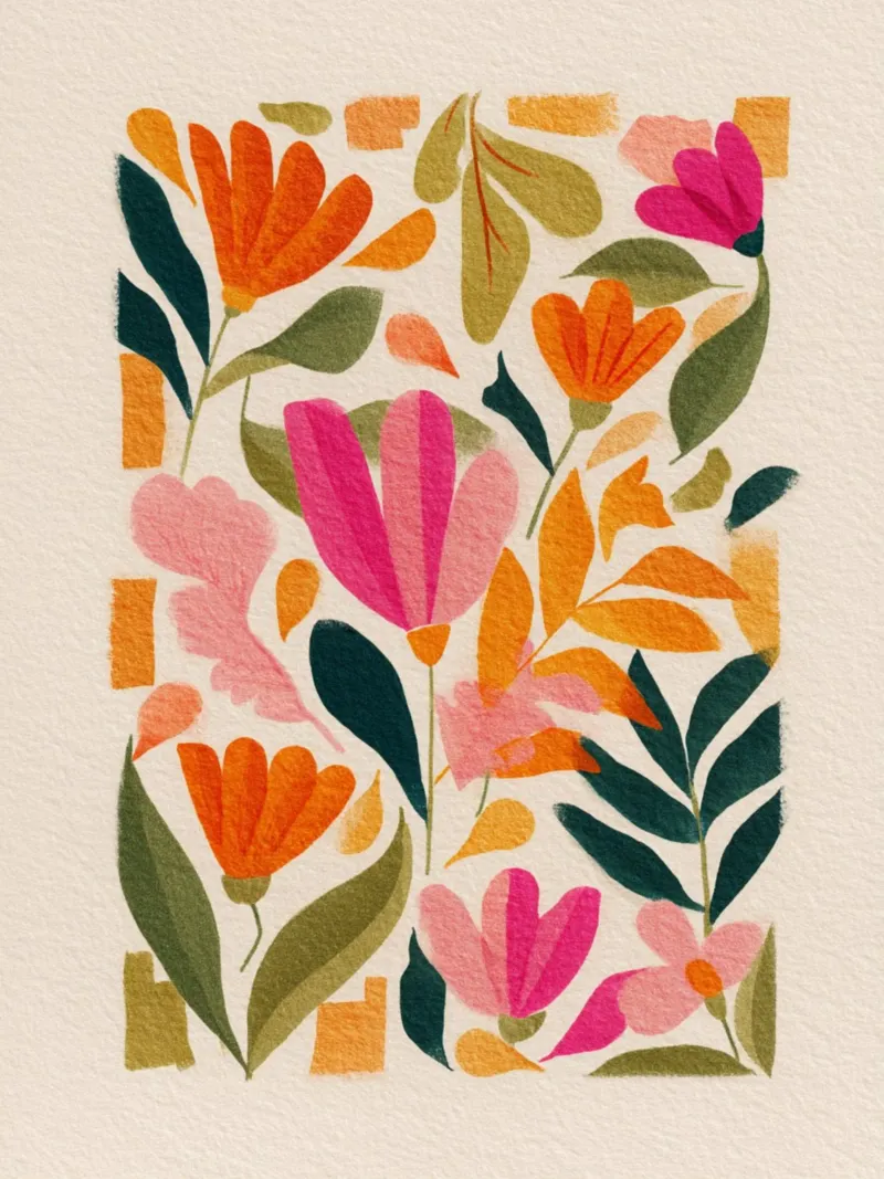 Botanical Abstract Pink, Orange and Green pellicola backlit da Gypsy Galleria