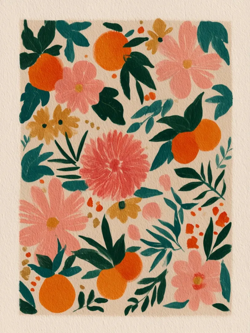 Botanical Abstract Oranges and Blossoms pellicola backlit da Gypsy Galleria