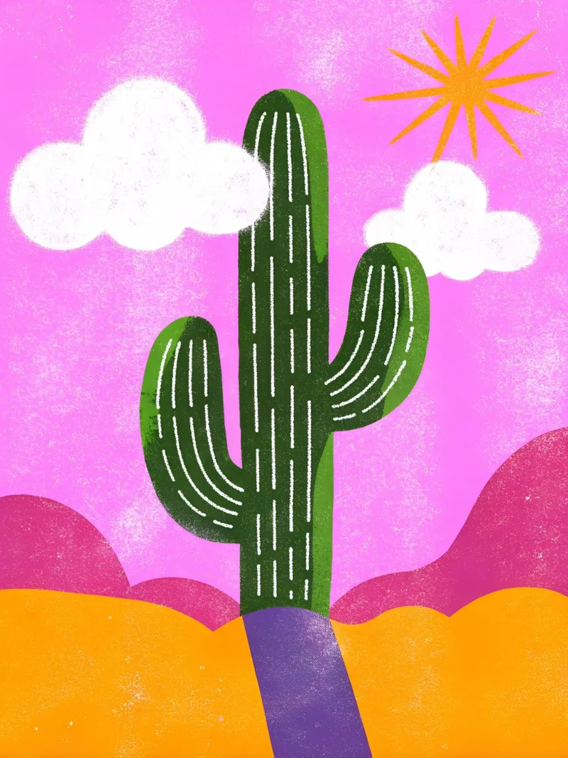 Cactus e sole Retro Pop pellicola backlit da THE LATEST SHOP