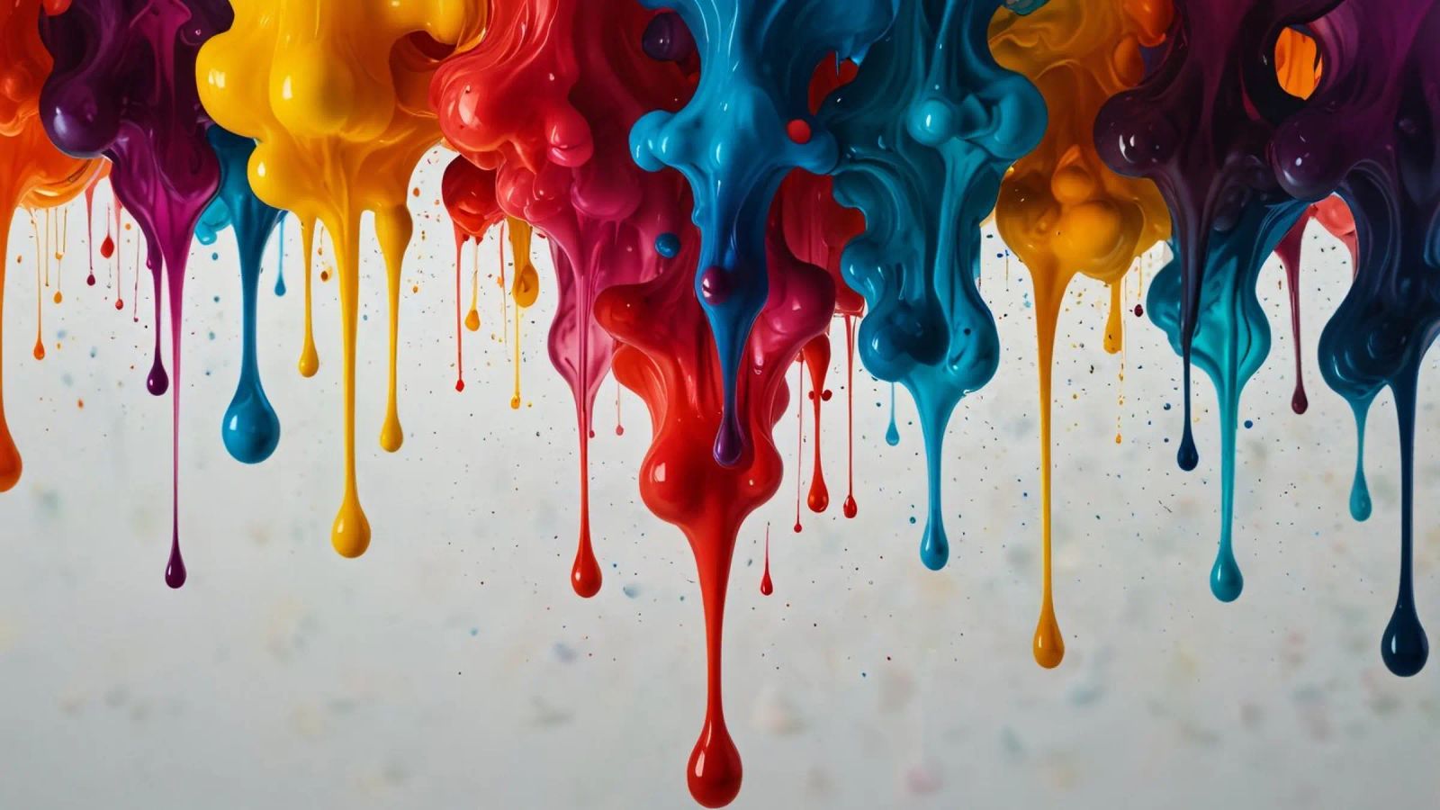 Vibrant paint drips cascading down a white surface creating canvas by DesignDoodle