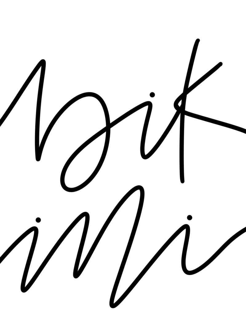 Bikini Poster Handlettering Typografie Schwarz Weiß Geschenk poster con telaio in alluminio da LIMITED EDITION LETTERS