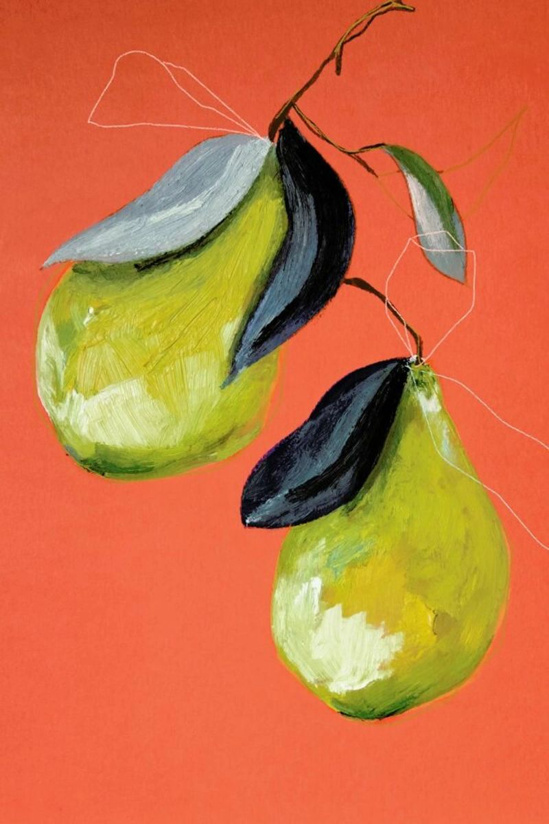 Pear 03 Poster mit Holzrahmen von Leigh Viner