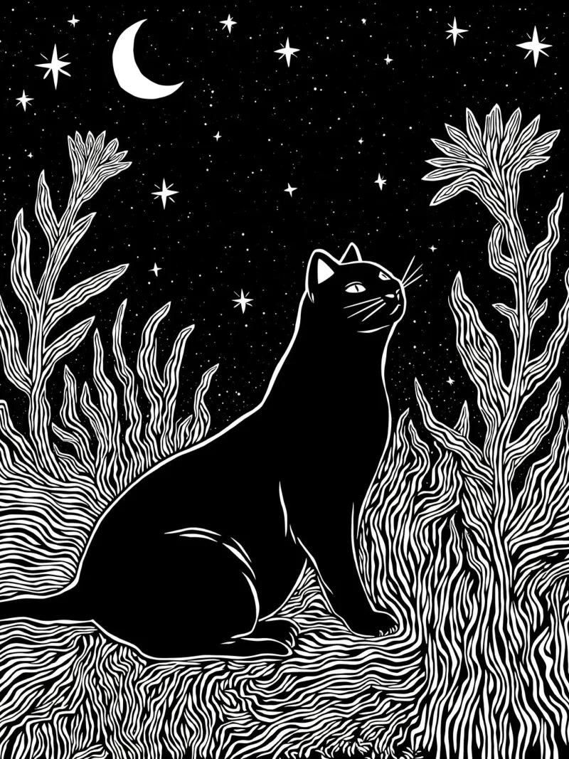 Black Cat In Night pellicola backlit da Indigo Rain