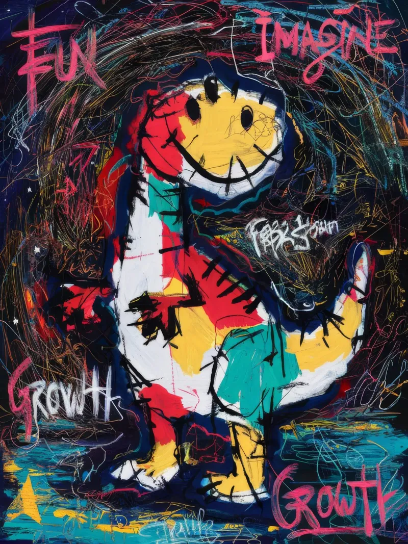 Dinosauro crescita divertente poster con telaio in legno da Muse Fragments