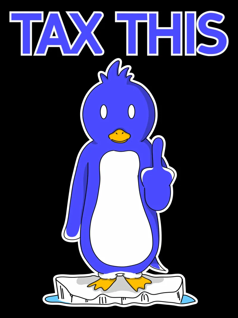 Funny Penguin Resist Anti Tariff Middle Finger Protest canvas with Floater frame by sillyindustries