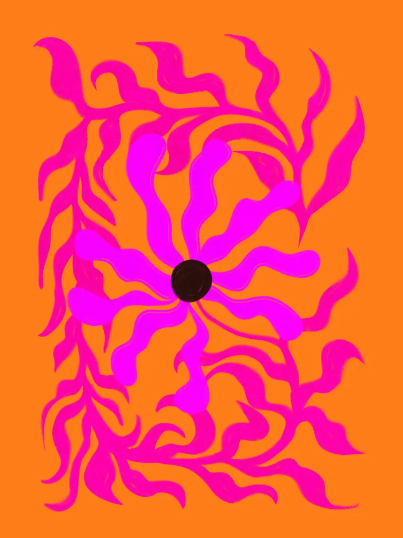 Abstract purple Flower poster con telaio in plastica da Illustration Raissa Oltmanns