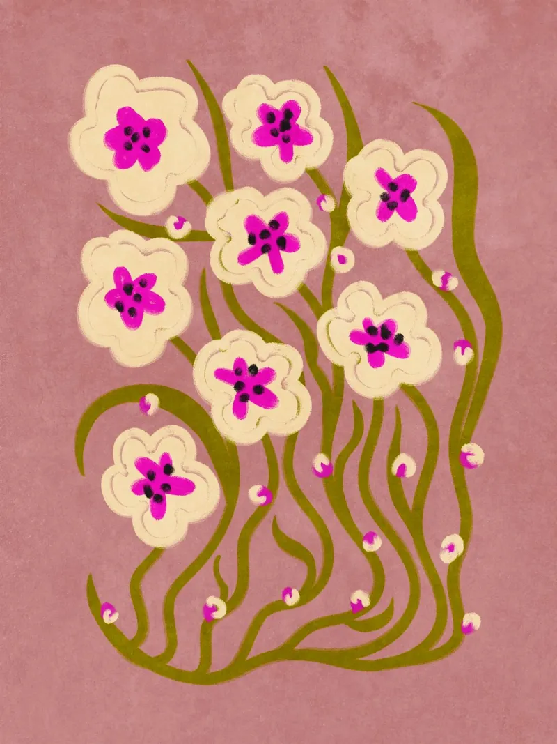 Abstract Flowers in vintage style pellicola backlit da Illustration Raissa Oltmanns