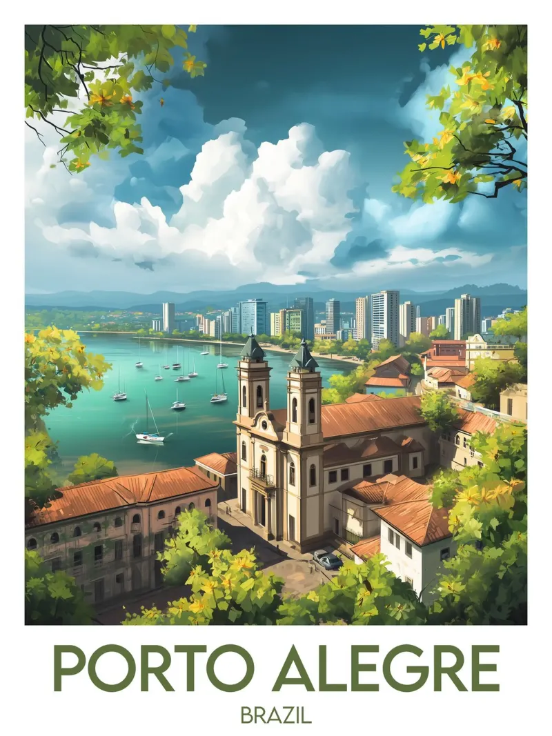 Affiche Porto Alegre tela con Cornice a cassetta da Frame the World