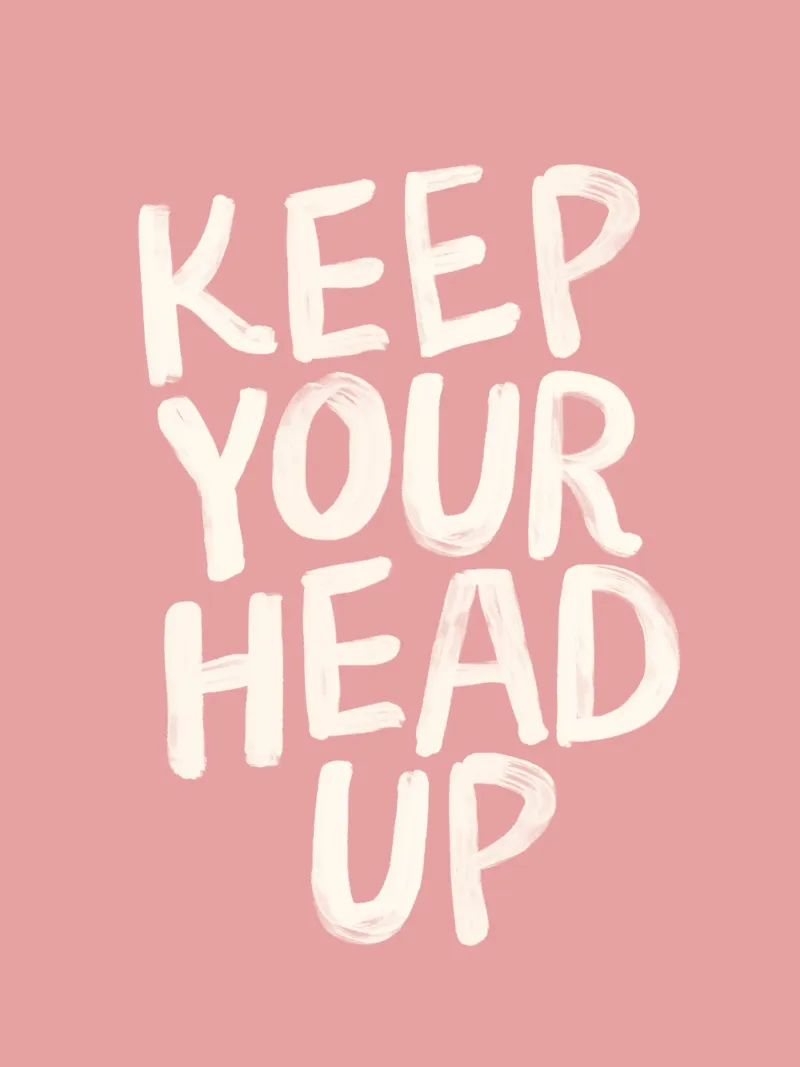 Keep Your Head Up Inspirerende Typografie Print Roze Wit canvas van THE MOTIVATED TYPE