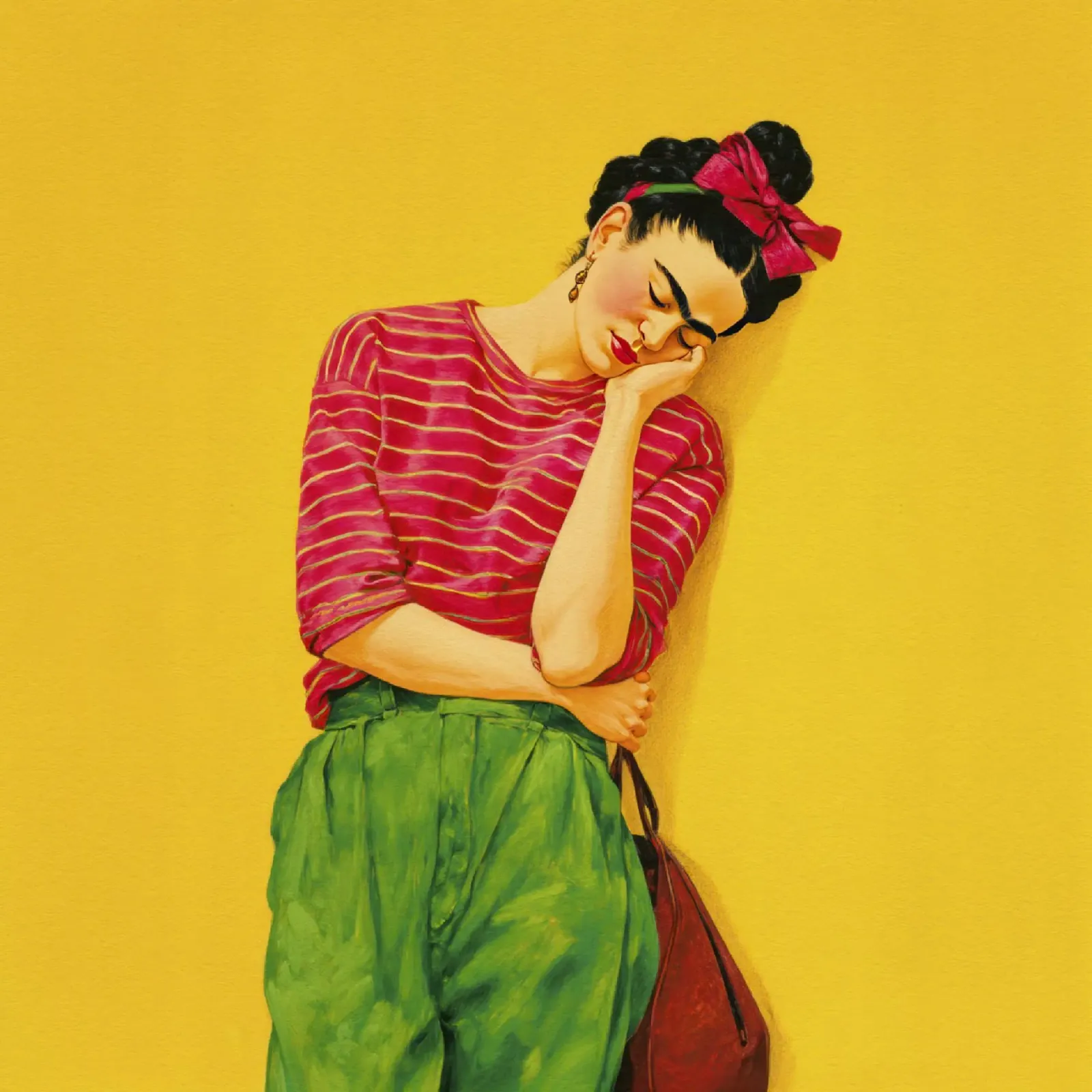Ragazza messicana alla moda con camicia a righe su giallo pellicola backlit da Modern Muse