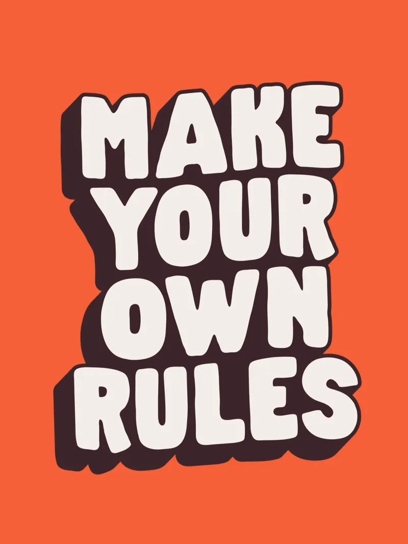 Make Your Own Rules Typography Print in Black White Orange canvas by THE MOTIVATED TYPE