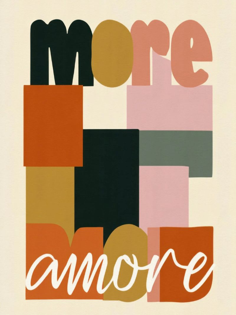 Mehr Amore Bold 70s Boho Abstract Typografie Poster von Modern Muse