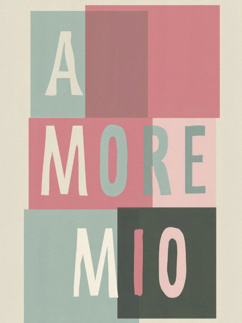 Amore Mio Tipografia in grassetto pastello con forme geometriche tela da Modern Muse