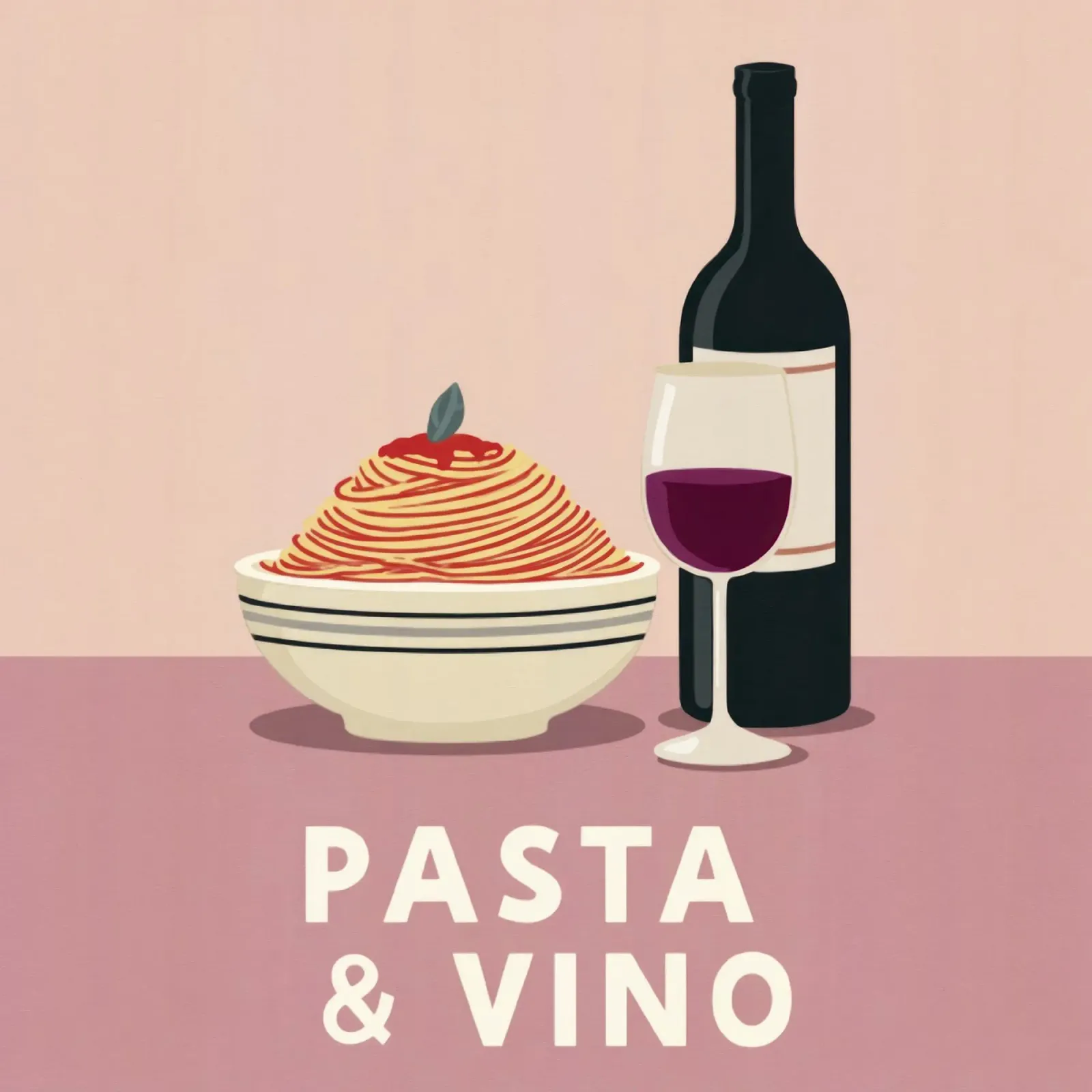 Pasta & Vino Tipografia retrò in grassetto con spaghetti e vino pellicola backlit da Modern Muse