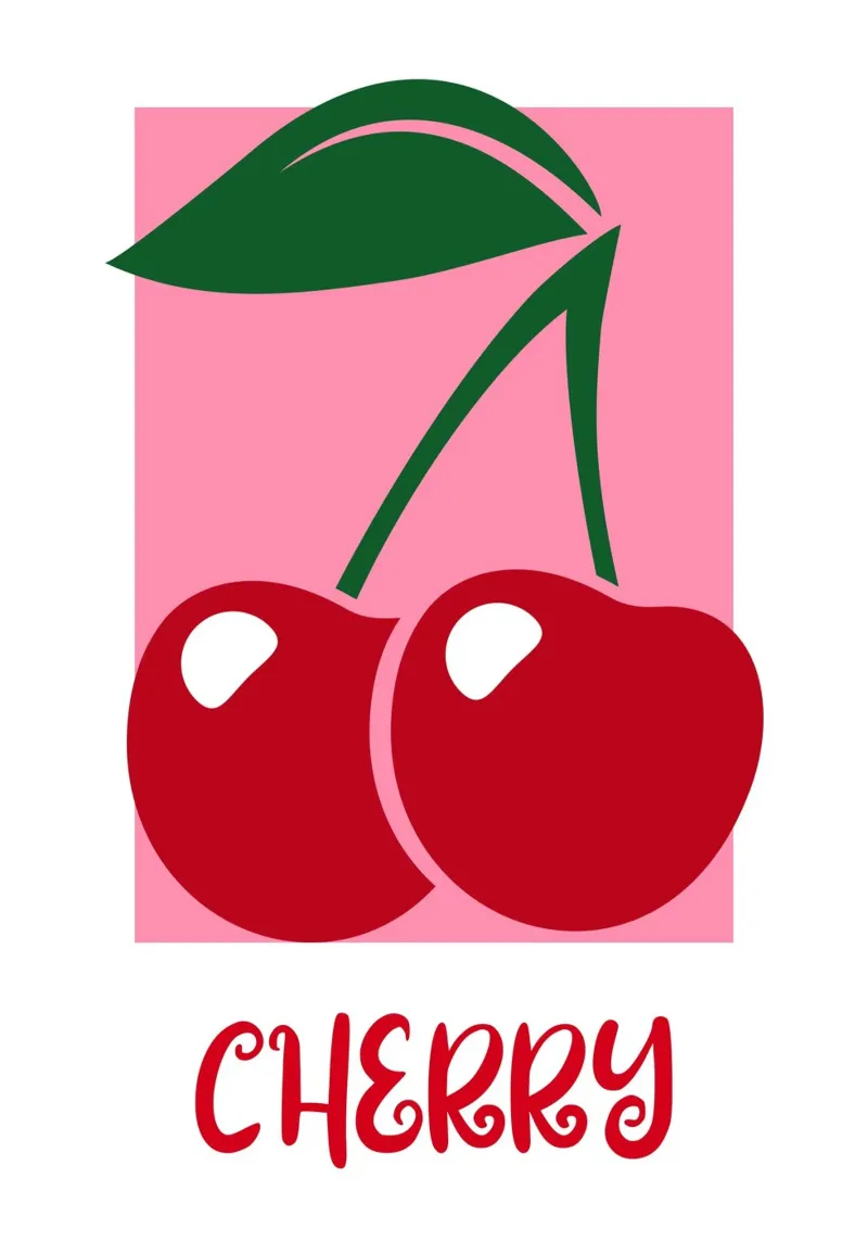 Obst Grafik | Minimalistische Kirschen Druck Poster von NorwesClub
