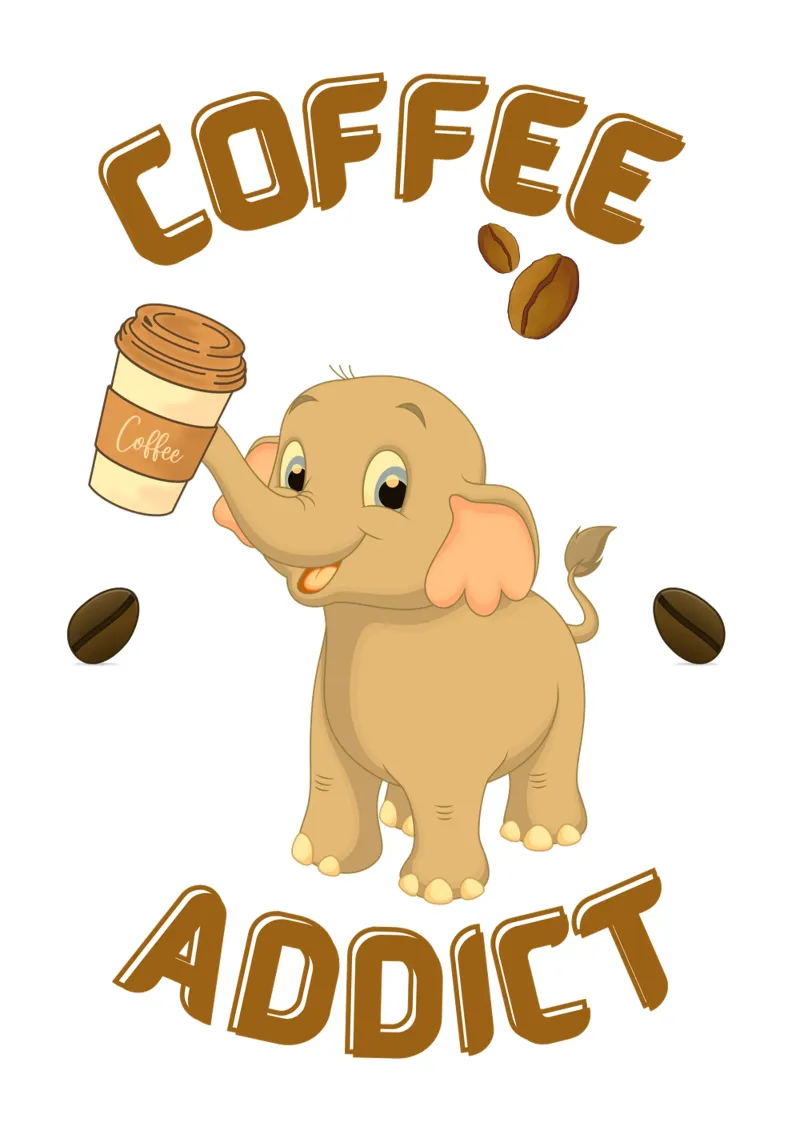 Schattige Koffieverslaafde Olifant die Koffiemok Vasthoudt acryl van Cold Wild