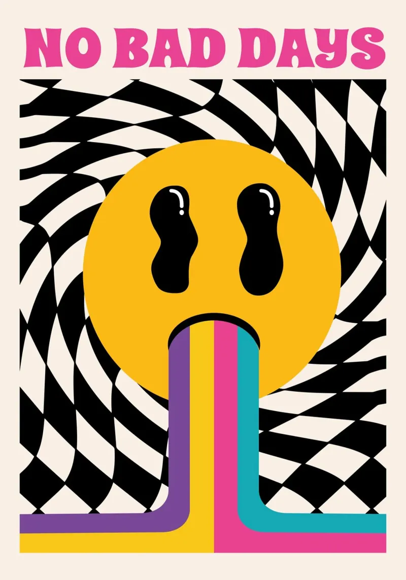 Mokaky No Bad Days - Stampa d'arte grafica Groovy pellicola backlit da NorwesClub