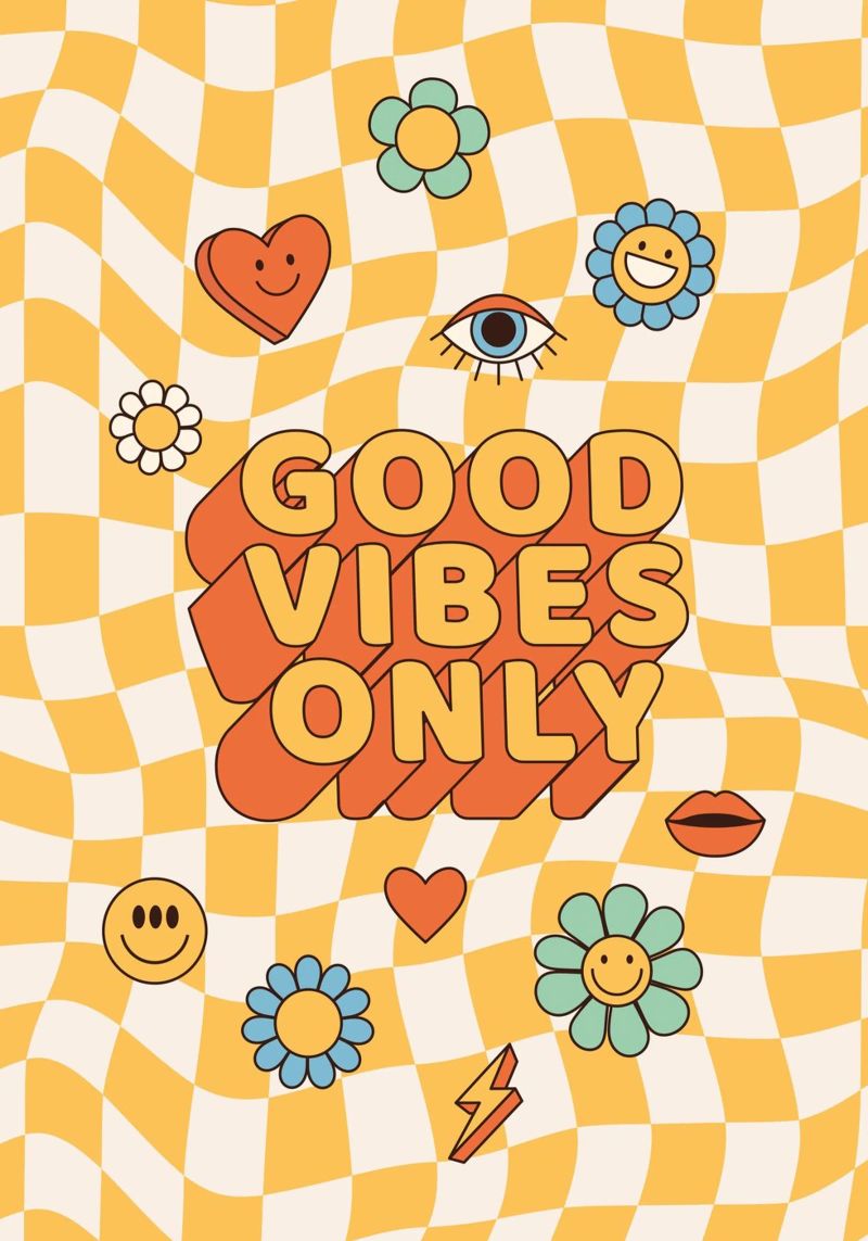 Positive Vibes Art | Groovy Good Vibes Only Print canvas by NorwesClub