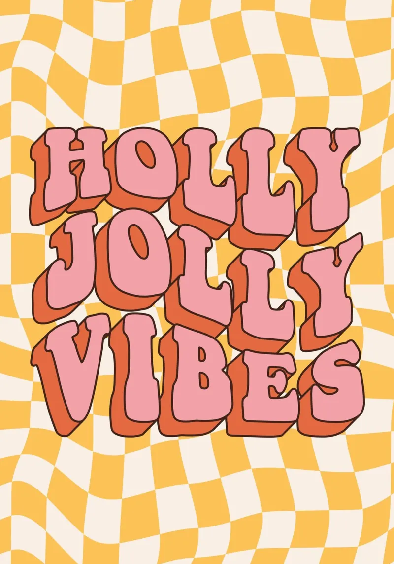 Holiday Vibes Art | Stampa Groovy Holly Jolly pellicola backlit da NorwesClub