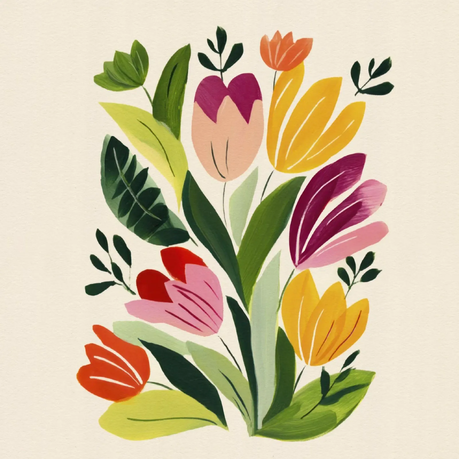 Bouquet di fiori stravaganti in stile naif ispirato a Matisse pellicola backlit da Modern Muse