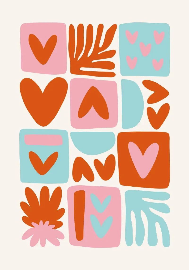 Modern Shape Pattern | Abstract Grid Print poster with wooden frame by NorwesClub