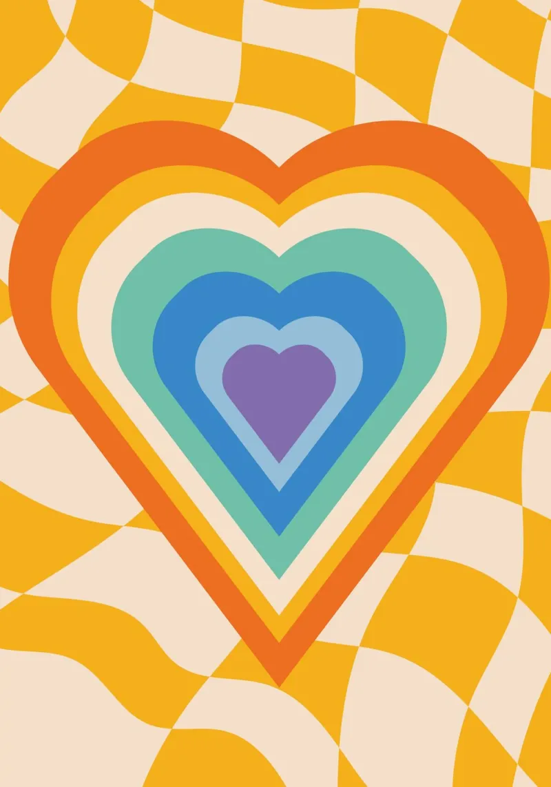 Abstract Hart Kunst | Groovy Gelaagd Hart Print canvas van NorwesClub