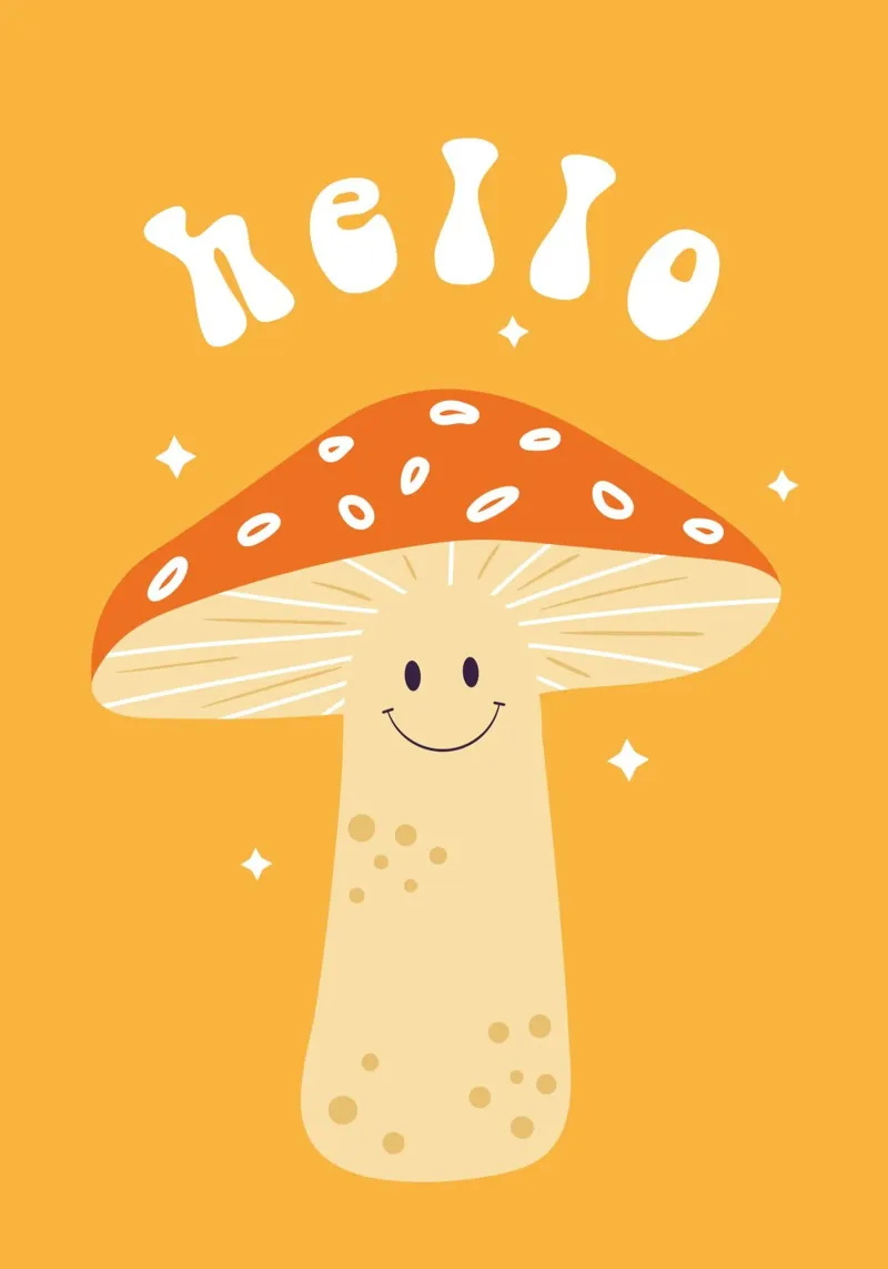 Mushroom Art | Friendly Hello Mushroom Print hahnemühle by NorwesClub