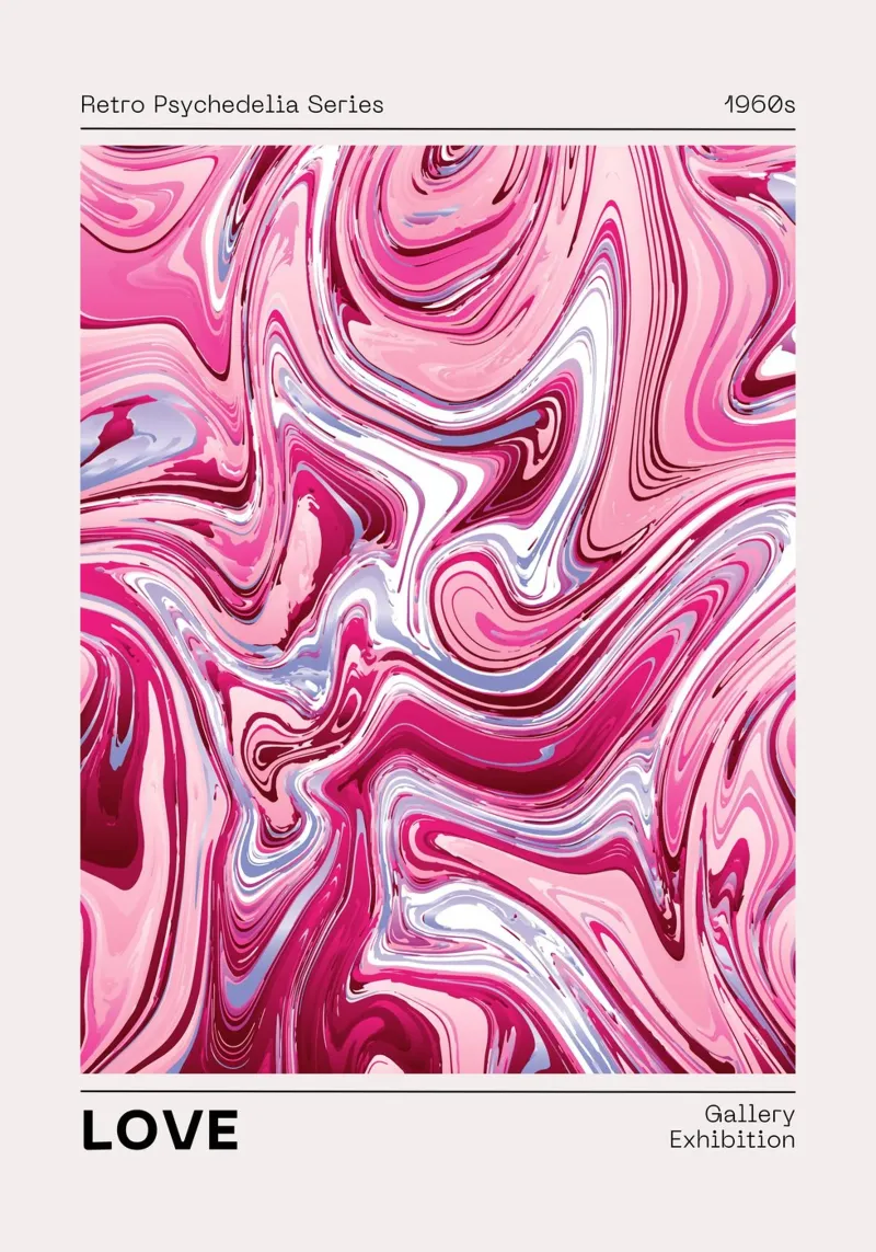 Retro Psychedelia | Vloeibare LIEFDE Abstracte Print canvas van NorwesClub