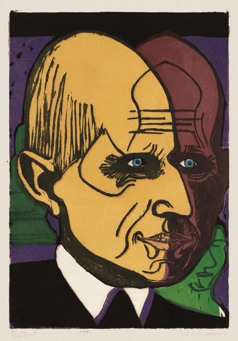 Kirchner Head of Dr. Bauer - Expressionist Print Hahnemühle von NorwesClub