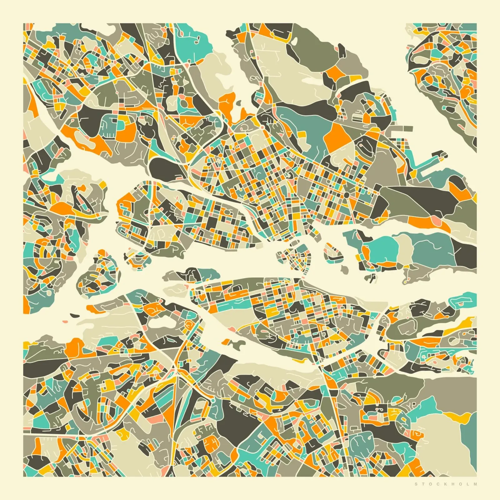 Mappa di Stoccolma alluminio dibond da Jazzberry Blue