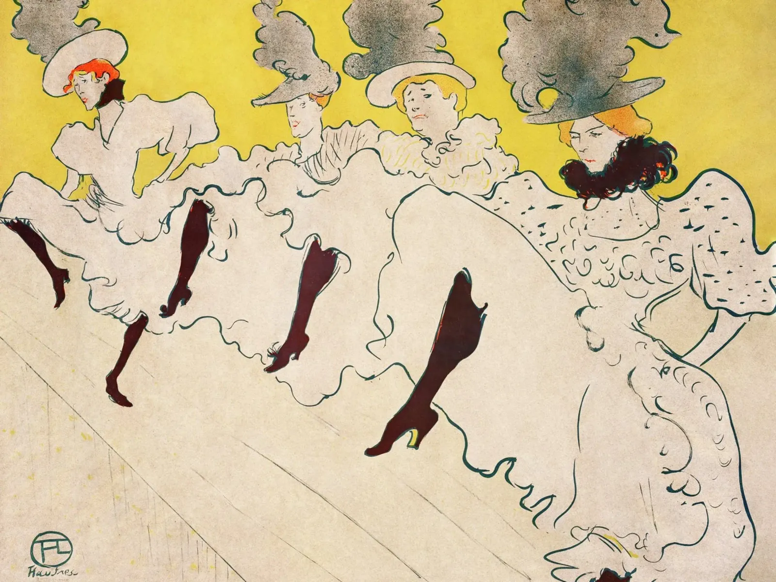 Toulouse-Lautrec Dancers | Art Nouveau Poster Print poster con telaio in alluminio da NorwesClub