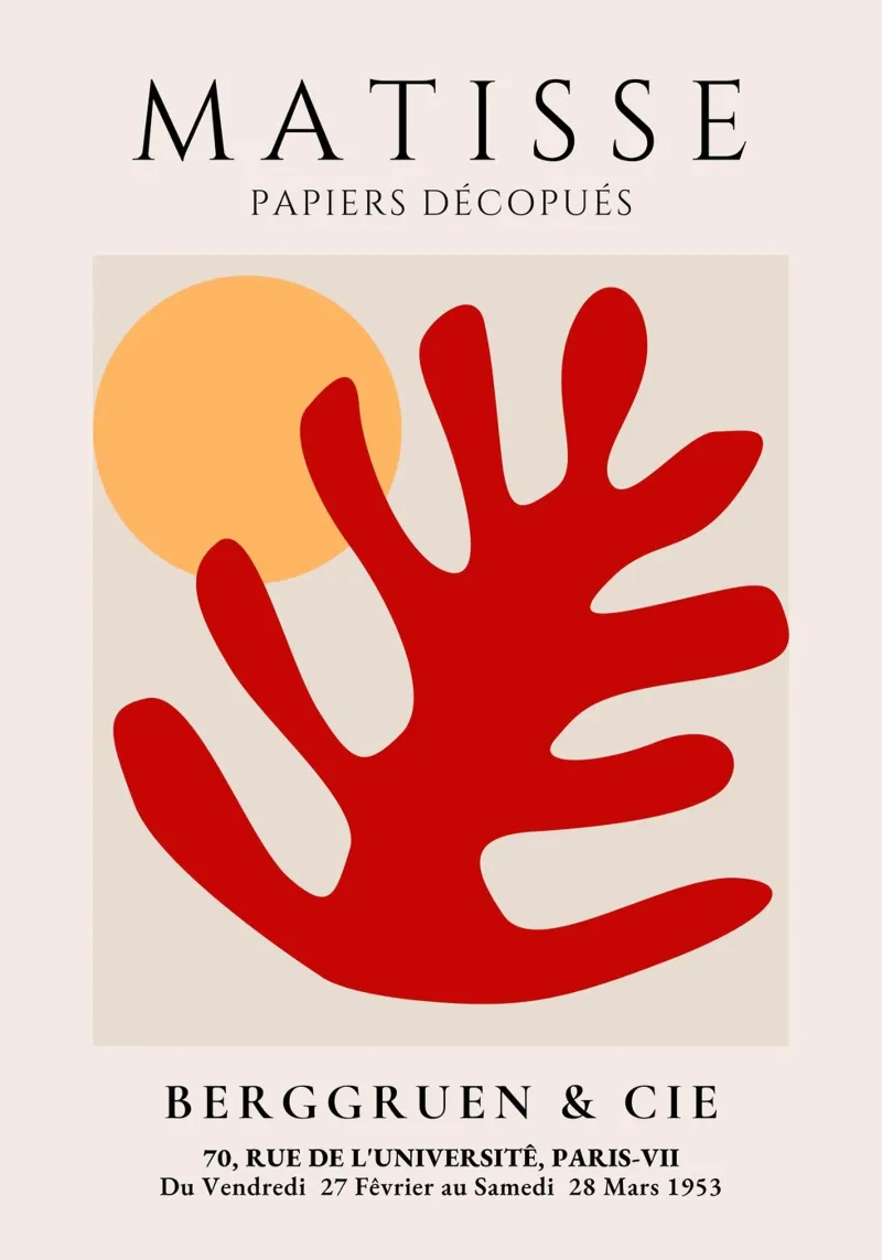 Matisse Red Leaf Papiers Découpés 1953 Art canvas by NorwesClub