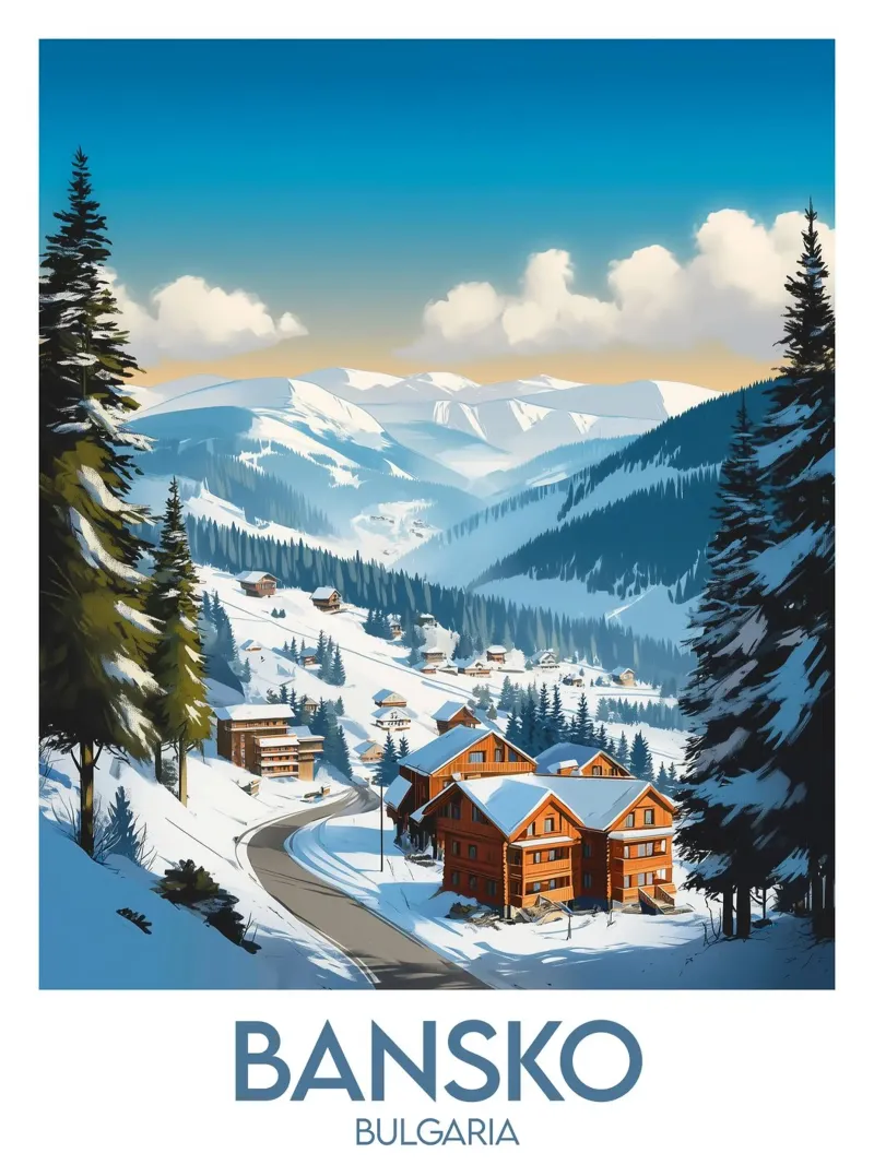 Affiche Bansko tela con Cornice a cassetta da Frame the World