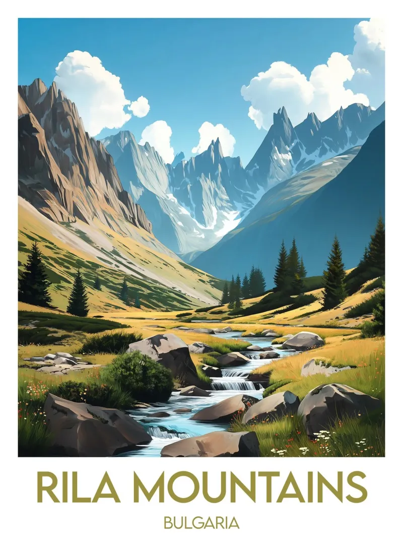 Affiche Rila Mountains poster con telaio in plastica da Frame the World