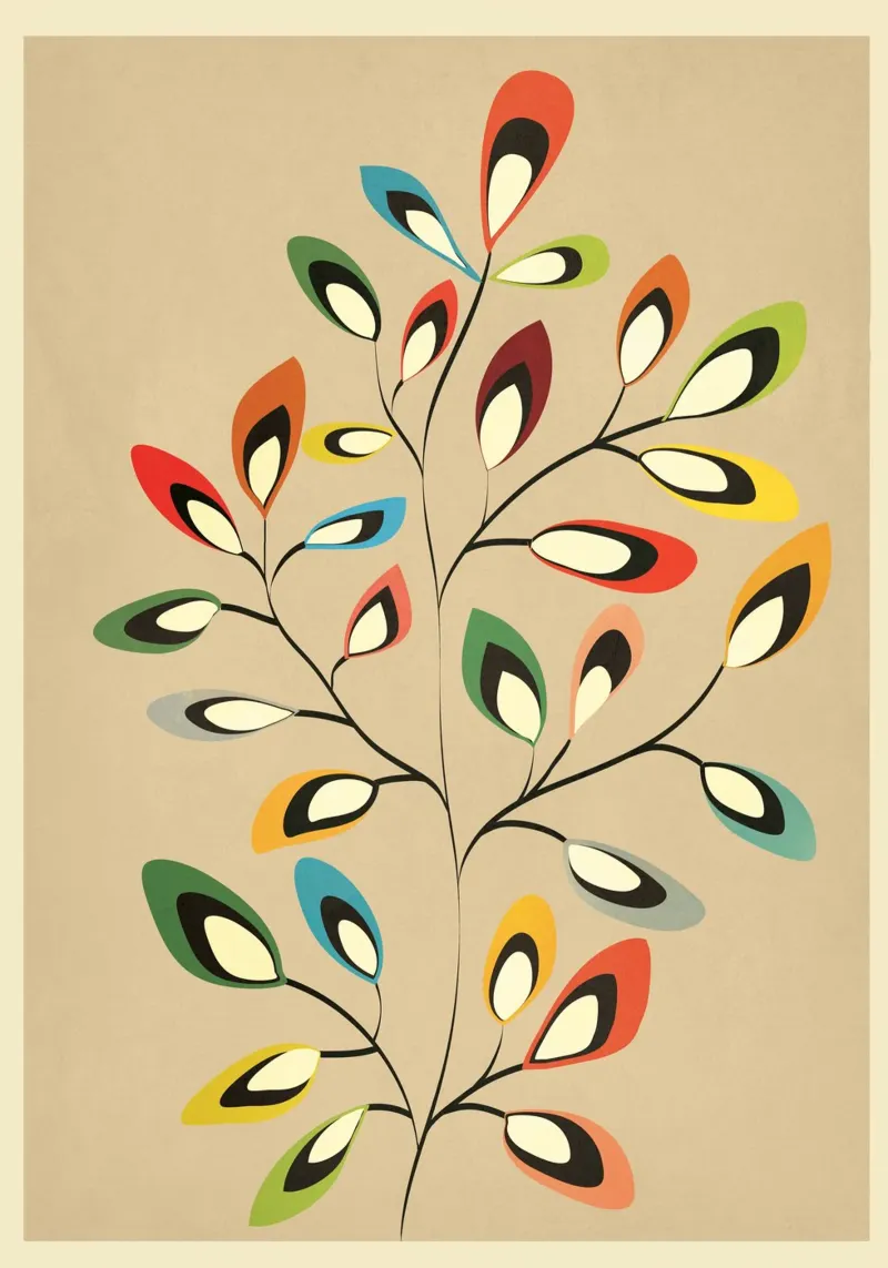 Mid-Century Abstract Flowers 08 pellicola backlit da cityart