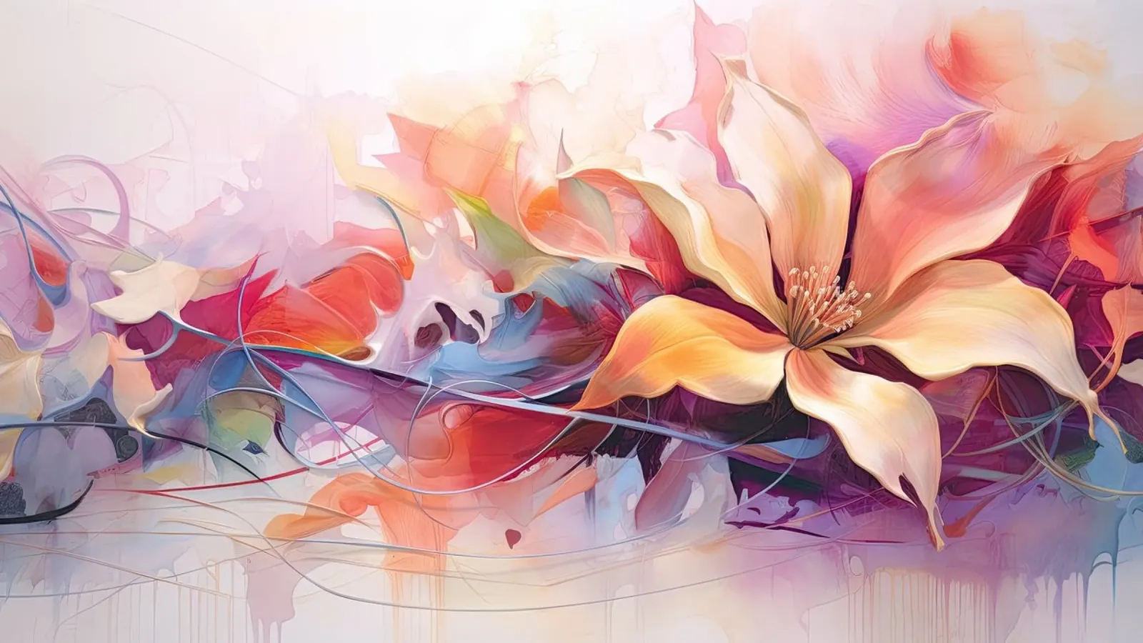 Abstractebloem canvas met Baklijst van Imagine