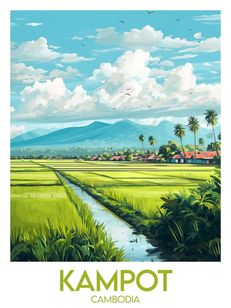 Affiche Kampot poster avec cadre en aluminium de Frame the World