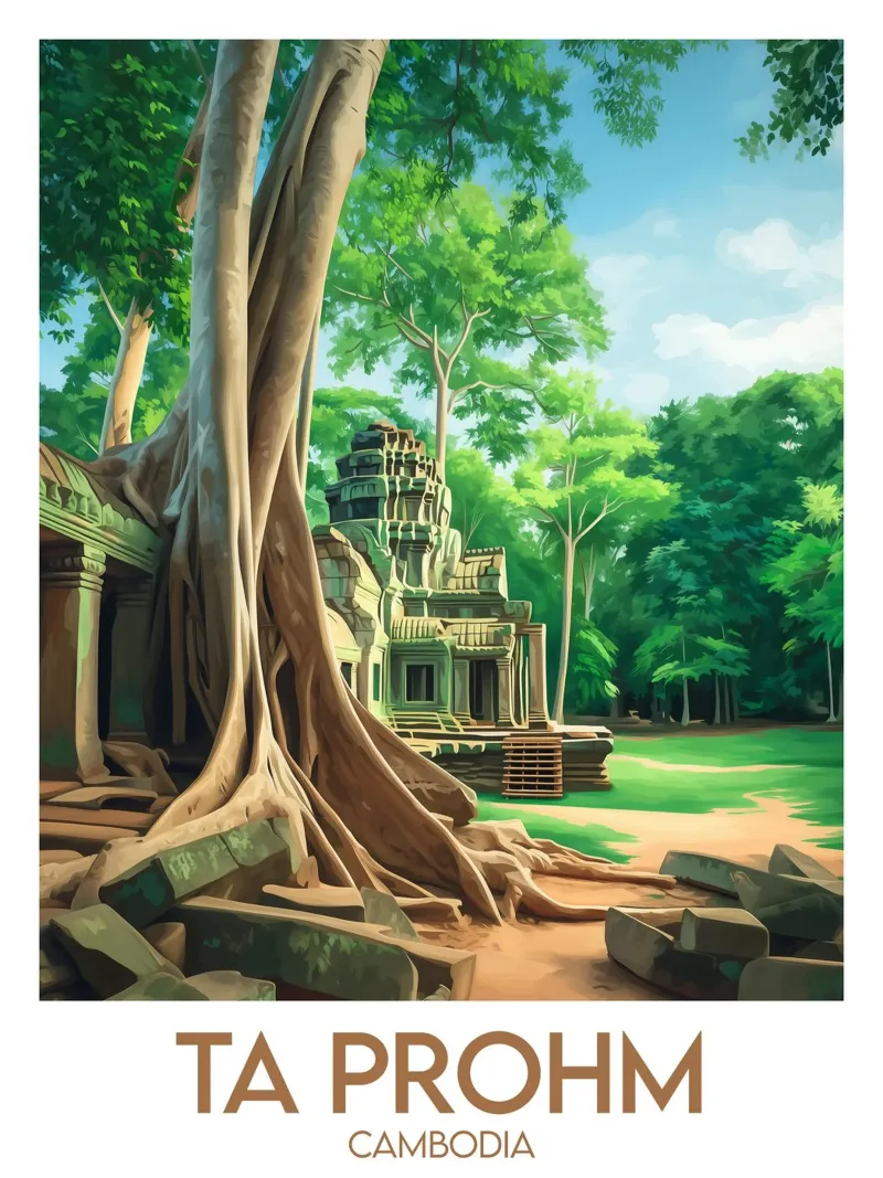 Ta Prohm canvas met Baklijst van Frame the World
