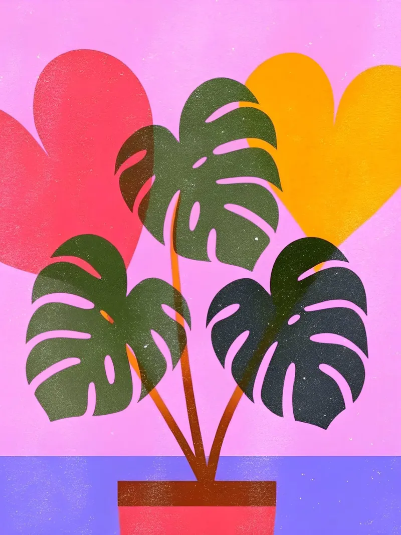 Monstera Retro Pop Flower pellicola backlit da THE LATEST SHOP