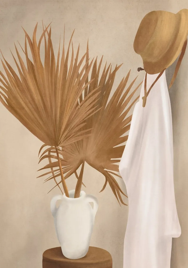 Palm Leaf Decoration tela con Cornice a cassetta da cityart