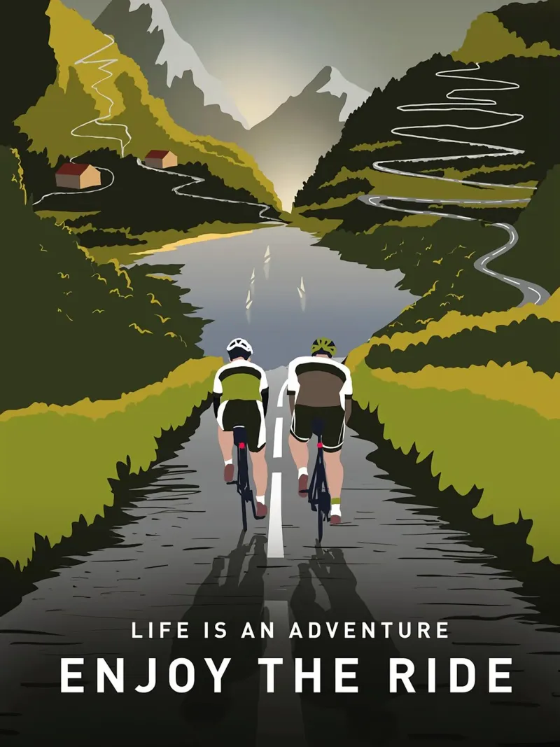 La vie est une aventure, profitez-en, affiche sur le cyclisme poster avec cadre en bois de Classicprint