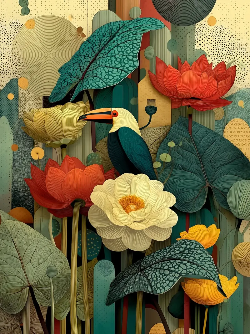 Uccello e fiori tropicali plexiglass da Little Things