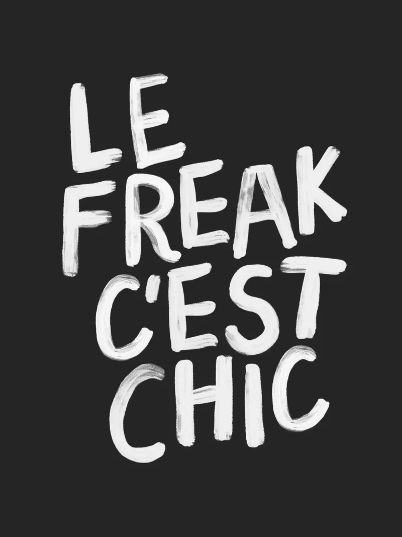 Stampa tipografica Le Freak C'est Chic Sassy in bianco e nero tela con Cornice a cassetta da THE MOTIVATED TYPE
