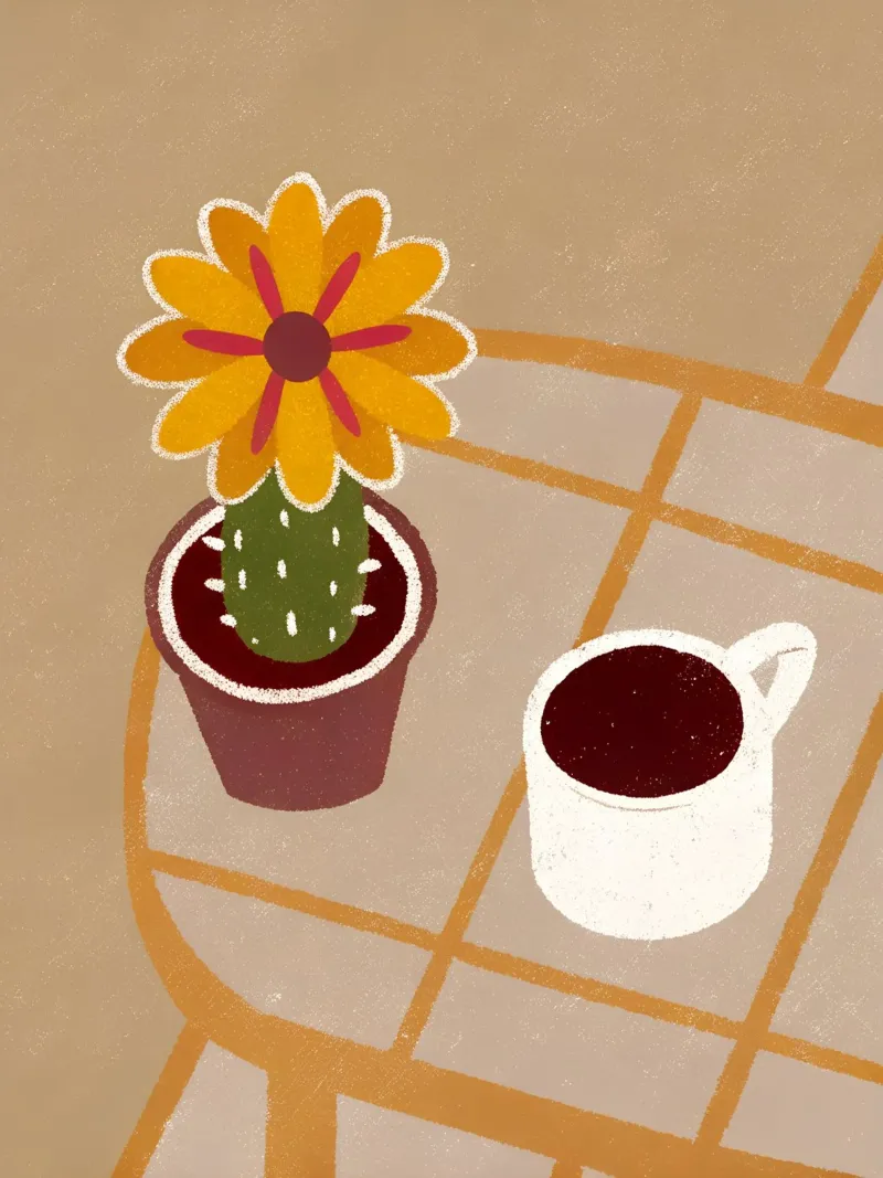 Cactus y café Retro Pop lámina retroiluminada de THE LATEST SHOP